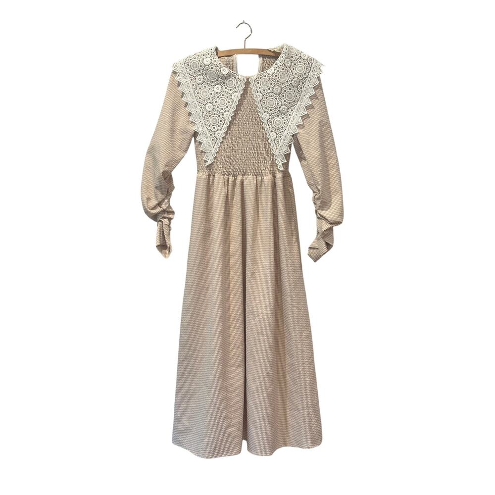 Ghospell Gingham Dress | S | Beige | Whimsigoth Cottagecore